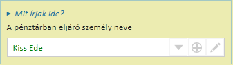A pénztárban eljáró személy neve